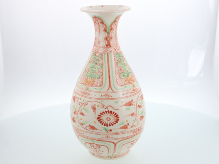 楽天市場】在庫限り 花瓶 H30.5cm 赤絵 バッチャン焼 ベトナム製かびん 