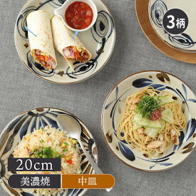 パスタ・カレー皿 20cm 民彩 陶器プレート お皿 皿 食器 深皿 中皿 パスタ皿 カレー皿 盛り皿 主菜皿 サラダ皿 デザート皿 華やか 趣 和食器