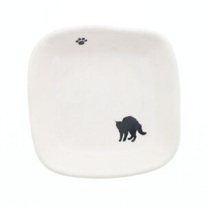 【200円クーポン 10/30 0:00〜】角豆皿 6.5cm シルエット猫ねこ ネコ 猫柄 猫柄 ネコ柄 プレート お皿 皿 食器 角皿 小皿 醤油皿 薬味皿 珍味皿 フルーツ皿 菓子皿 小さい皿 かわいい 猫好き シルエ