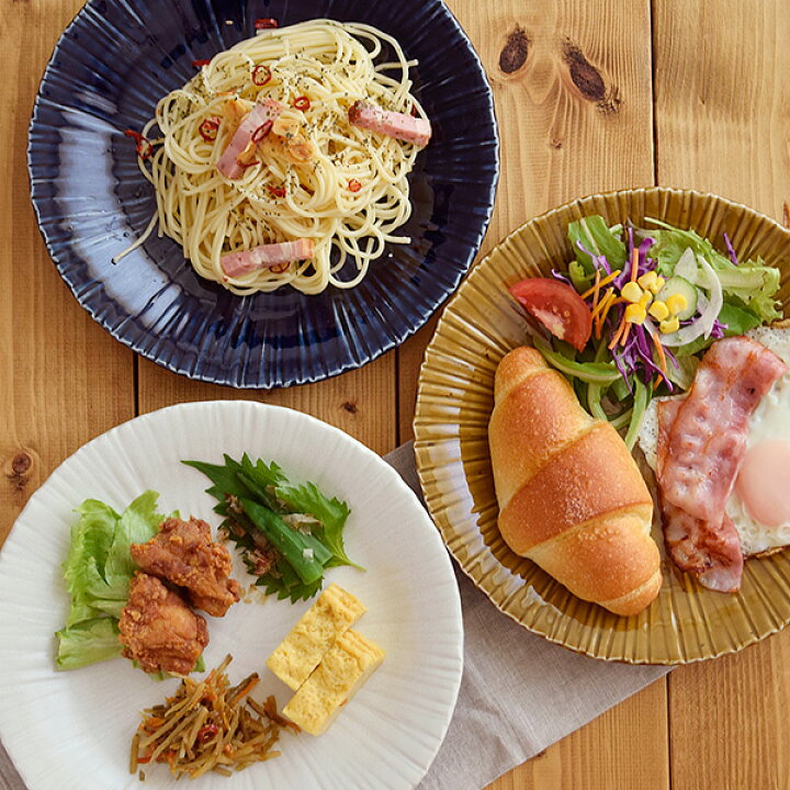 楽天市場 和食器 おしゃれ 大皿 25cm 彫十草 Minoruba ミノルバ 皿 お皿 プレート パスタ皿 カレー皿 ディナープレート ワンプレート メインプレート モダン ホワイト ネイビー 洋食器 カフェ風 カフェ食器 食器 食器専門店テーブルウェアイースト