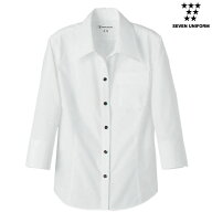 スキッパーカラーシャツ（女性用）WH7613 7〜15号 セブンユニフォーム SEVEN UNIFORM ホワイト 1色展開