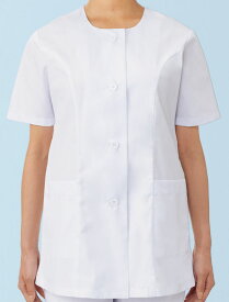 女性用衿無し調理衣(半袖) FA334 S〜4L ホワイト Servo サーヴォ FOOD SERVICE フードサービス