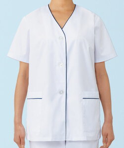 【特別価格】 女性用衿無し調理衣(半袖) FA382 S〜4L ホワイト Servo サーヴォ SERVO サーヴォ