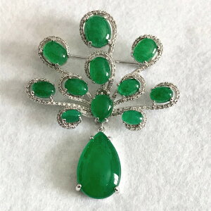 翡翠 ブローチ おしゃれ ひすい 葉 人気 上品 プレゼント ギフト 結婚式 レディース 華やか ウエディング パーティー 普段使い