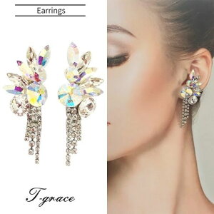 【送料無料】 社交ダンス イヤリング ピアス オーロラクリスタル 大ぶり 揺れる ハンドメイド ダンス 衣装 トップス モダンドレス スカート ドレス ジュエリー 人気 上品 アクセサリー プレ