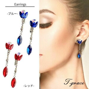 【送料無料】 イヤリング 社交ダンス ピアス 揺れる おしゃれ オーロラクリスタル 大人 衣装 トップス モダンドレス スカート ドレス ブルー 青 レッド 赤 人気 上品 アクセサリー プレゼン