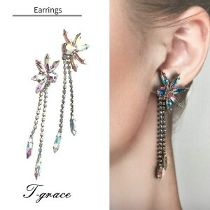 【送料無料】社交ダンス イヤリング ピアス スワロフスキー クリスタルガラス 大ぶり 衣装 トップス モダンドレス スカート ドレス ジュエリー 人気 上品 アクセサリー プレゼント ギフト