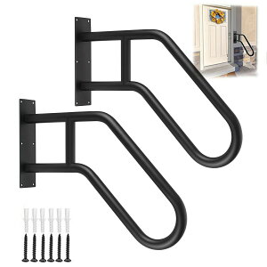 手すり屋外 壁取り付け用手すり マットブラック仕上げの階段手すりU字型手すり角度調整可能高齢者用サポート 屋外手すりに適しています,屋内屋根裏廊下