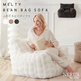 【7/13 10:00〜クーポン！】ふわとろクッション ビーズクッション NERUS 正規品 ふわとろビーズ クッション 洗えるカバー ストライプ 1人掛けソファ ポケット付き ソファクッション クッションソファ ビーズソファ 一人掛け ソファ 1人用 smoo NAT029