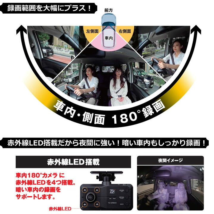 楽天市場】【日本製/3年保証】TZ 車内180度カメラ搭載ドライブ 