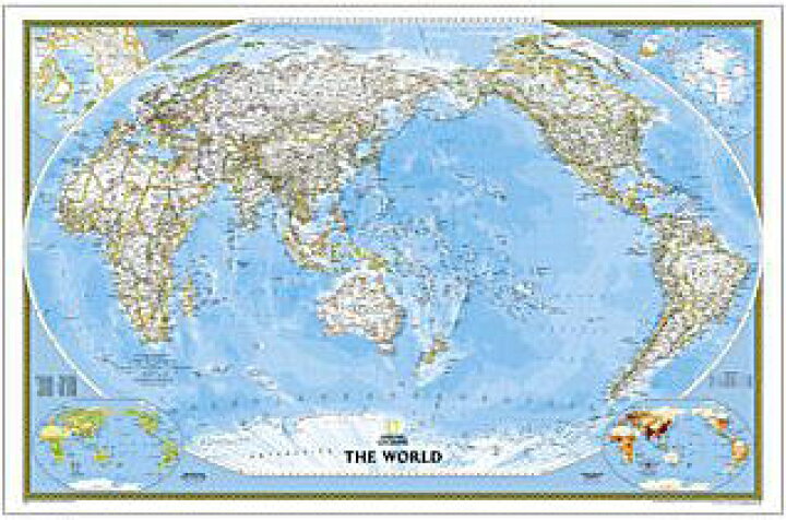 楽天市場 インテリアに最適な壁掛け用ポスタータイプ 世界地図太平洋中心 World Classic Pacific Centered ナショナルジオグラフィック製正規品 T Maps