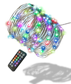 LED ライト色が12色に変わる カラフラ LED イルミネーション 電飾 ライト10m 100球 極細ストレート USB給電式 リモコン 付属 電飾 クリスマス ハロウィン パーティ イベント 装飾 ツリー デコレーション 税込 送料込【当日配送対応】 ASH-TR100-COL