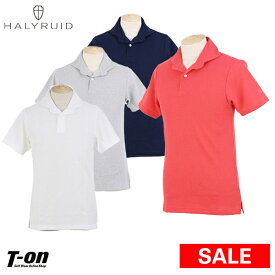 【30％OFF SALE】ハリールイド HALYRUID メンズ ポロシャツ 半袖 開襟シャツ ストレッチ ワッフル素材 着丈長め ゴルフウェア