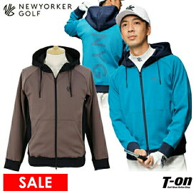 【SALE】ニューヨーカーゴルフ NEWYORKER GOLF メンズ ブルゾン パーカー フード付き ジャージ素材 バックビックロゴプリント 脇下ベンチレーションホール付き 【送料無料】 ゴルフウェア OFF