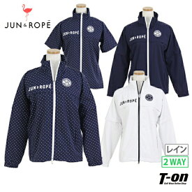 ジュン＆ロペ ジュンアンドロペ JUN＆ROPE レディース レインウェア レインブルゾン レインジャケット 半袖にもなる 2WAY ストレッチ 撥水 ロゴプリント 【送料無料】 ゴルフウェア