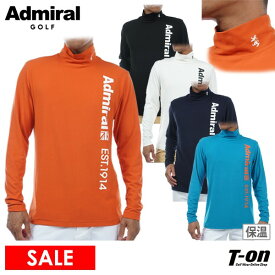 【30％OFF SALE】アドミラルゴルフ Admiral Golf 日本正規品 メンズ ハイネックシャツ 長袖 起毛素材 ストレッチ 保温 防臭 着丈長め ロゴプリント モックネックシャツ ゴルフウェア