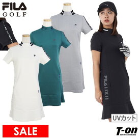 【40％OFF SALE】フィラ フィラゴルフ FILA GOLF レディース ワンピース 半袖 スウェットワンピース ダンボールニット UVカット 裾フレアシルエット ロゴプリント 袖ロゴテープデザイン ゴルフウェア