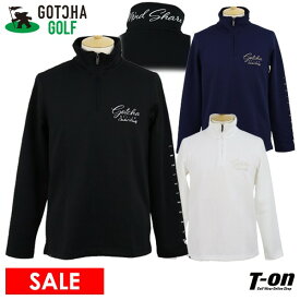 【30％OFF SALE】ガッチャ ガッチャゴルフ GOTCHA GOLF メンズ ポロシャツ 長袖 ハーフジップシャツ ハイネックにもなる 膨れ幾何学柄ジャガード ストレッチ ロゴ刺繍 4Lまでご用意 ゴルフウェア