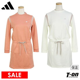 【40％OFF SALE】アディダス アディダスゴルフ adidas Golf 日本正規品 レディース ワンピース 長袖 クルーネック スウェットワンピース 裏起毛 保温 インナーパンツ付 ロゴ刺繍 ゴルフウェア