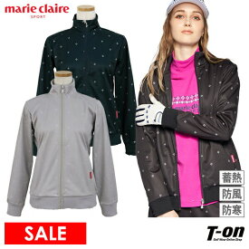 【40％OFF SALE】マリクレール マリ・クレール スポール marie claire sport レディース ブルゾン 裏フリース 保温 防風 蓄熱 ストレッチ 小花柄 フラワーモチーフ柄 3層ボンディング素材 M～3L ゴルフウェア