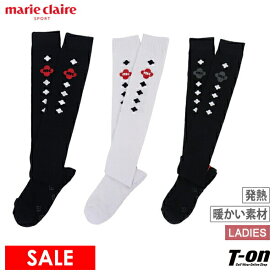 【40％OFF SALE】マリクレール マリ・クレール スポール marie claire sport レディース ソックス ハイソックス 吸湿 発熱 消臭 ロゴジャガード柄 足底パイルクッション付き ゴルフ