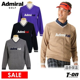 【30％OFF SALE】アドミラルゴルフ Admiral Golf 日本正規品 メンズ セーター Vネックセーター 遠赤保温 ユニオンジャックジャガード フロッキーロゴプリント 【送料無料】 ゴルフウェア