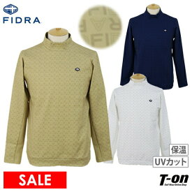 【30％OFF SALE】フィドラ FIDRA メンズ ハイネックシャツ 長袖 モックネックシャツ ストレッチ UVカット 裏微起毛 保温 サイド切替 ロゴ総柄プリント ゴルフウェア