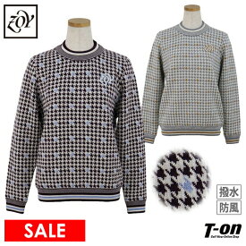 【30％OFF SALE】ゾーイ ZOY レディース セーター クルーネック ニットプルオーバー 撥水 ウール100％ 上質感 防風裏地付き 千鳥ジャガード柄 二重衿デザイン ロゴ刺繍 【送料無料】 ゴルフウェア