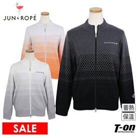 【40％OFF SALE】ジュン＆ロペ ジュンアンドロペ JUN＆ROPE レディース ブルゾン ニットブルゾン 保温裏地付 防風ニット グラデーションドット柄 ロゴ刺繍 【送料無料】 ゴルフウェア