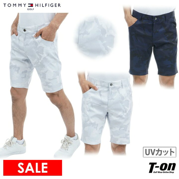【30%OFF SALE】トミー ヒルフィガー ゴルフ TOMMY HILFIGER GOLF 日本正規品 メンズ パンツ ショートパンツ ハーフパンツ UVカット カモ柄 フラッグデザインポケット M〜3Lまでご用意 【送料無料】 2023 春夏 新作 ゴルフウェア 【T-on】ティーオン トミーヒルフィガーゴルフ メンズハーフパンツ ネイビー×水色×ホワイト LL