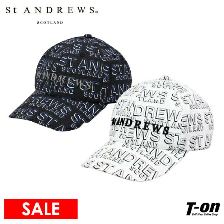 セントアンドリュース St ANDREWS メンズ レディース キャップ デジタルロゴプリント 総柄 立体ロゴ刺繍 サイズ調整可能 2023 春夏 新作 ゴルフ 【T-on】ティーオン セントアンドリュース ロゴ柄 サンバイザー 美品
