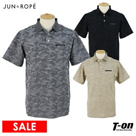 【40％OFF SALE】ジュン＆ロペ ジュンアンドロペ JUN＆ROPE メンズ ポロシャツ 半袖 ストレッチ カモフラジャガード シリコンロゴ 【送料無料】 ゴルフウェア