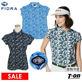 【30％OFF SALE】フィドラ FIDRA レディース ポロシャツ 半袖 ストレッチ 接触冷感 消臭 パフスリーブ シックボタニカル柄 総柄 ゴルフウェア