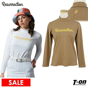 【30%OFF SALE】レザレクション Resurrection レディース ハイネックシャツ 長袖 モックネックシャツ 幾何学柄 ジオメトリック柄 エンボス柄 ロゴプリント 【送料無料】 ゴルフウェア