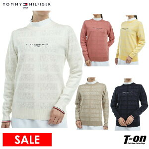 【50%OFF SALE】トミー ヒルフィガー ゴルフ TOMMY HILFIGER GOLF 日本正規品 レディース セーター クルーネック 丸首 コットン混紡ニット ラメロゴジャガード ゴルフウェア 【送料無料】
