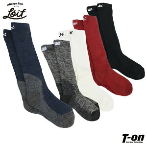 ロイフ Loif メンズ レディース ソックス ハイソックス 遠赤外線保温 暖かい素材 裏面パイル地 土踏まずズレ防止サポートリブ ロゴ刺繍 ゴルフ