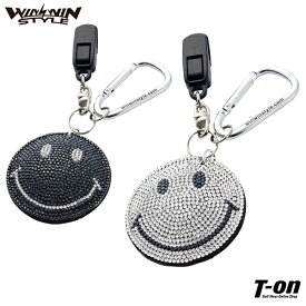 ウィンウィンスタイル WINWIN STYLE メンズ レディース パターキャッチャー キーホルダー スマイル にこちゃん 両面ラインストーン仕上げ カラビナ付き ゴルフ