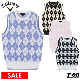 【30％OFF SALE】キャロウェイ アパレル キャロウェイ ゴルフ Callaway APPAREL レディース ベスト クルーネックニットベスト アーガイル柄 アーガイルチェック柄 ドット刺繍 ロゴ刺繍 2024 春夏 新作 ゴルフウェア