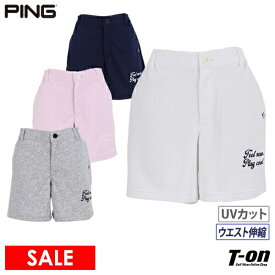 ピン PING レディース パンツ ショートパンツ UVカット 吸水速乾 ストレッチ ウエスト伸縮 スウェット素材 メッセージ刺繍 【送料無料】 2024 春夏 新作 ゴルフウェア