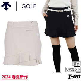 デサントゴルフ デサント DESCENTE GOLF レディース スカート フレアスカート UVカット 耐久撥水 ストレッチ 裾フレアデザイン 配色パイピング ロゴワッペン付 【送料無料】 2024 春夏 新作 ゴルフウェア