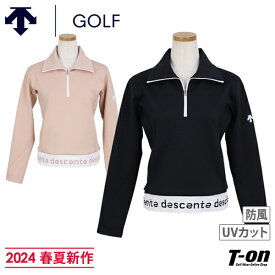 デサントゴルフ デサント DESCENTE GOLF レディース ポロシャツ 長袖 ハーフジッププルオーバー ハイネックにもなる ロゴジャガードリブデザイン クロップドトップス 【送料無料】 2024 春夏 新作 ゴルフウェア