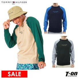 【30％OFF SALE】トミー ヒルフィガー ゴルフ TOMMY HILFIGER GOLF 日本正規品 メンズ セーター クルーネック ニット 配色切替え メッシュ調編地デザイン 綿混素材 ラグラン袖 ロゴ刺繍 【送料無料】 2024 春夏 新作 ゴルフウェア