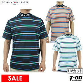 トミー ヒルフィガー ゴルフ TOMMY HILFIGER GOLF 日本正規品 メンズ ハイネックシャツ 半袖 モックネックシャツ UVカット 吸水速乾 ストレッチ マルチボーダー柄 M～3Lまで 【送料無料】 2024 春夏 新作 ゴルフウェア