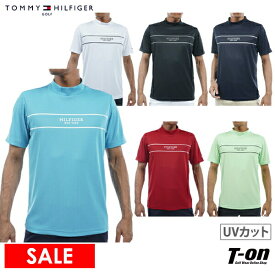 トミー ヒルフィガー ゴルフ TOMMY HILFIGER GOLF 日本正規品 メンズ ハイネックシャツ 半袖 モックネックシャツ UVカット 吸水速乾 ラインロゴプリント M～3Lまで 【送料無料】 2024 春夏 新作 ゴルフウェア