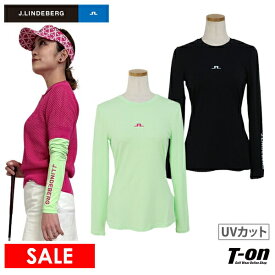 Jリンドバーグ J.LINDEBERG 日本正規品 レディース Tシャツ 長袖 クルーネック インナーシャツにもなる UVカット ストレッチ シリコンロゴプリント 【送料無料】 2024 春夏 新作 ゴルフウェア