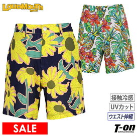 ラウドマウス ゴルフ LOUDMOUTH GOLF 日本正規品 日本規格 メンズ パンツ ショートパンツ ハーフパンツ シアサッカー素材 接触冷感 UVカット ストレッチ ウエスト伸縮 フラワープリント M～4Lまで 【送料無料】 2024 春夏 新作 ゴルフウェア