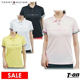 トミー ヒルフィガー ゴルフ TOMMY HILFIGER GOLF 日本正規品 レディース ポロシャツ 半袖 ストレッチ UVカット 吸水速乾 トリコロールボタン フロントロゴプリント 【送料無料】 2024 春夏 新作 ゴルフウェア