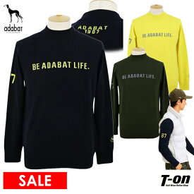 【50％OFF SALE】アダバット adabat メンズ セーター ボトルネックセーター ニットプルオーバー ロゴジャガード ウール100％ ゴルフウェア
