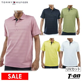 トミー ヒルフィガー ゴルフ TOMMY HILFIGER GOLF 日本正規品 メンズ ポロシャツ 半袖 ストレッチ UVカット 吸水速乾 抗菌防臭 シャドーボーダー柄 シャドーシリコンロゴ 【送料無料】 2024 春夏 新作 ゴルフウェア