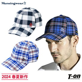 マンシングウェア Munsingwear メンズ レディース キャップ Kinloch Andersonコラボ キンロックアンダーソン シアサッカー素材 タータンチェック柄 ワンポイントロゴ サイズ調整可能 2024 春夏 新作 ゴルフ